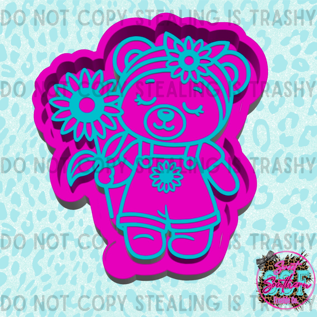Cute bear with flower