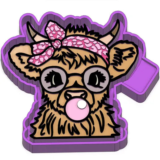 Highland cow blowing bubble #91