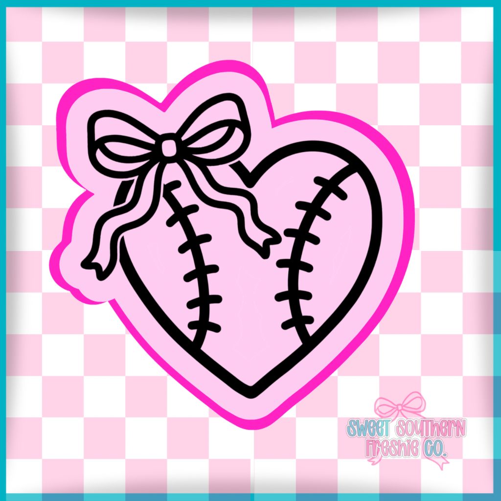 Softball Heart with bow