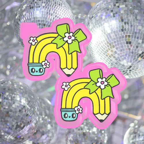 Rainbow pencil with bow vent clips