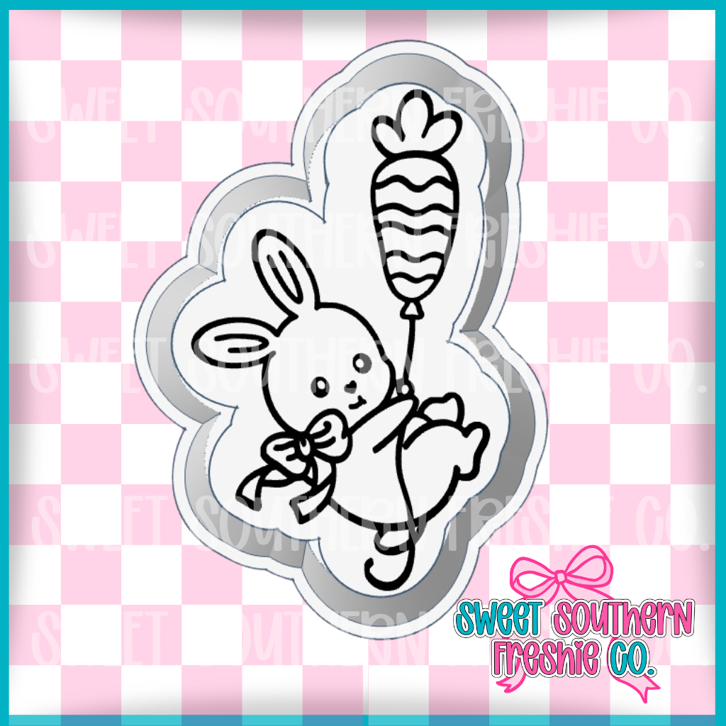 Bunny Floating with Carrot Balloon