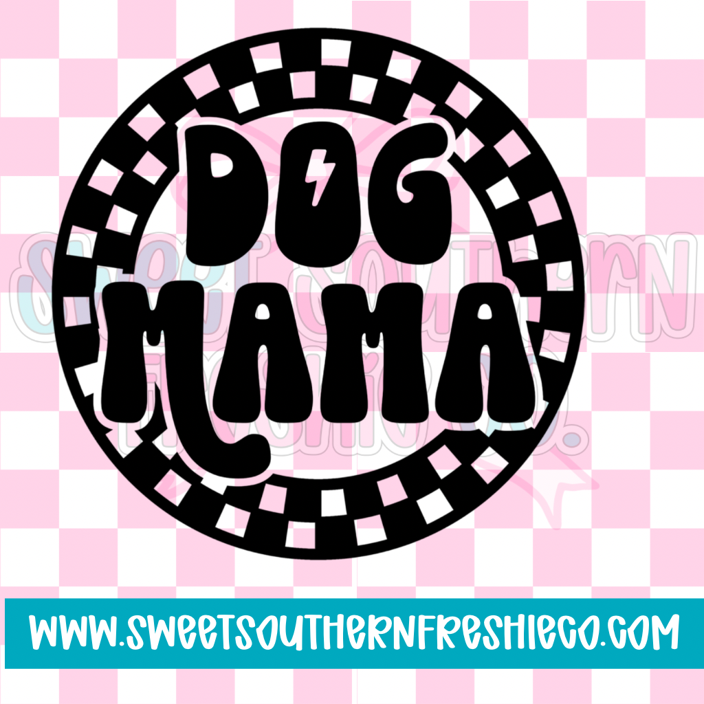 Dog mama checkered circle