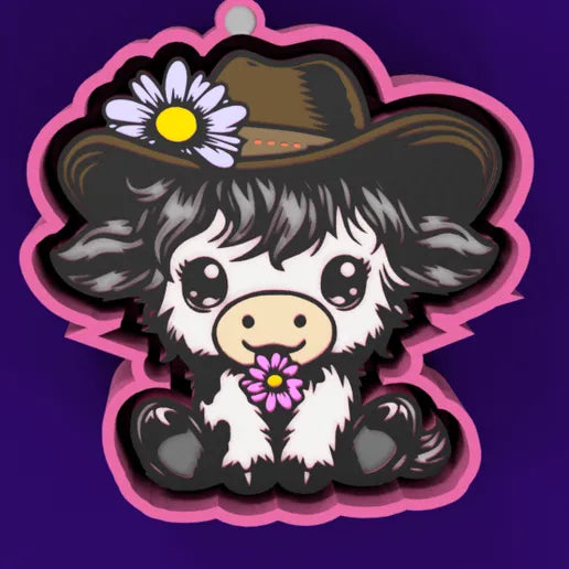 Western Highland cow with hat #250