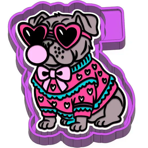 Bulldog blowing bubble