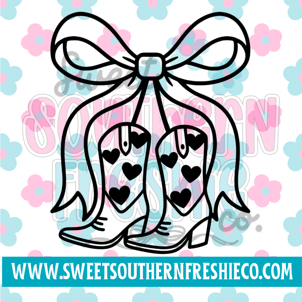 Heart Cowgirl boot cherries with bow