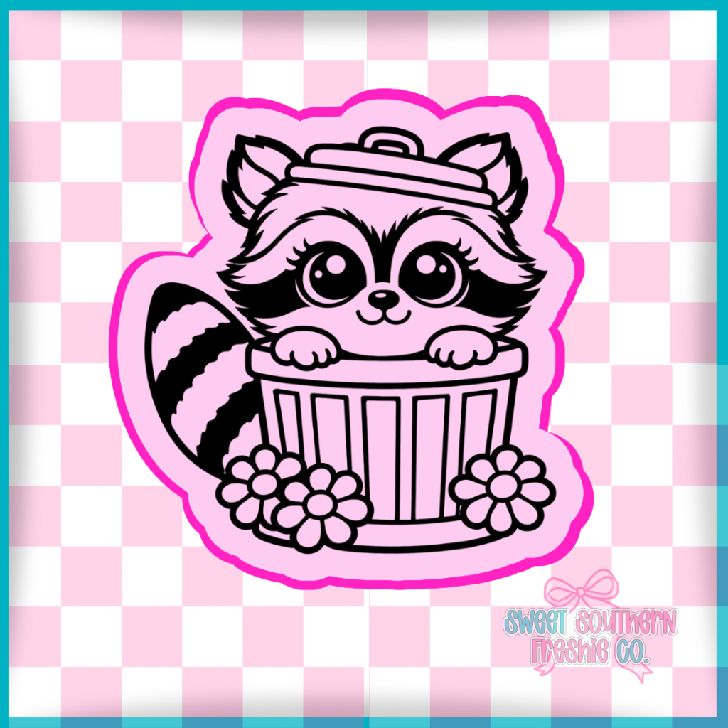Raccoon in trash can