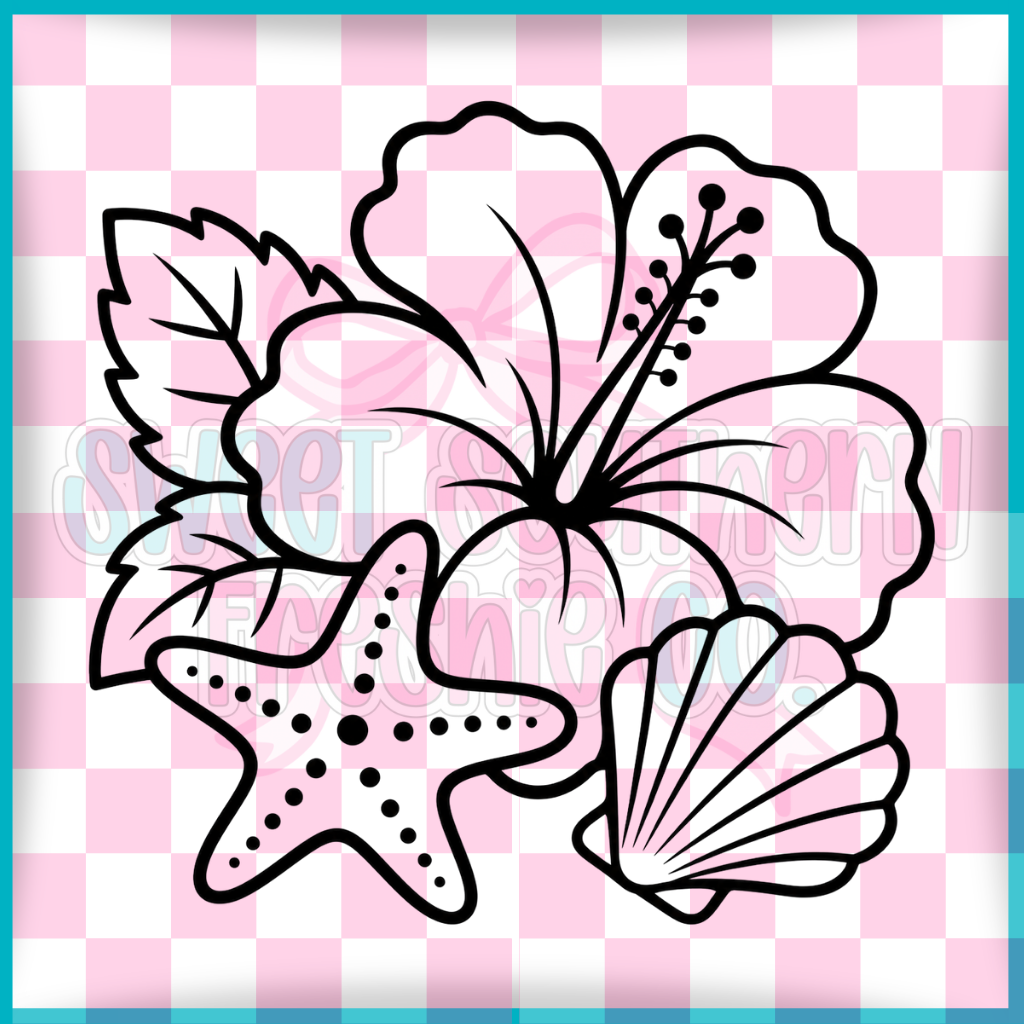 Hibiscus with seashells
