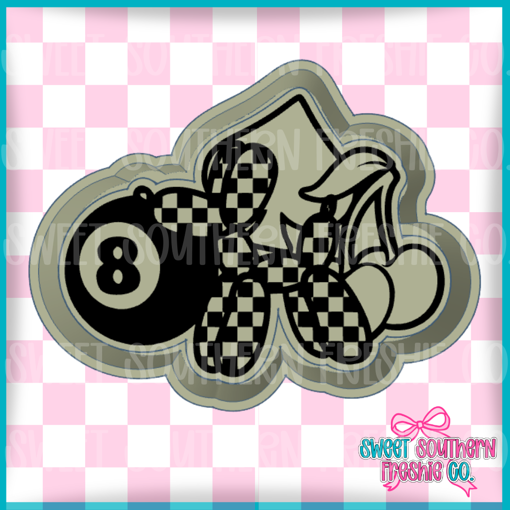Checkered Balloon Dog Spade Cherry 8 ball