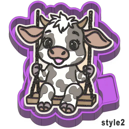 Cow with spots on swing