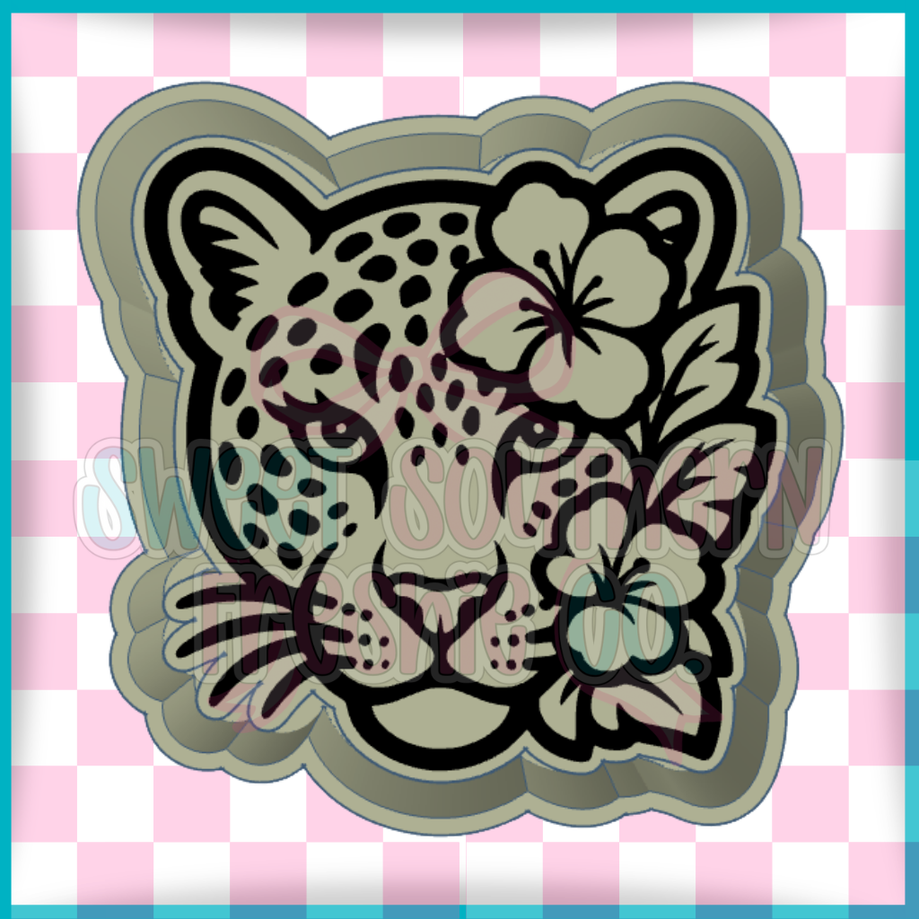 Leopard with flowers