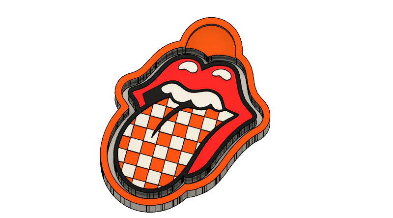 Kiss rock and roll checkered tounge #185