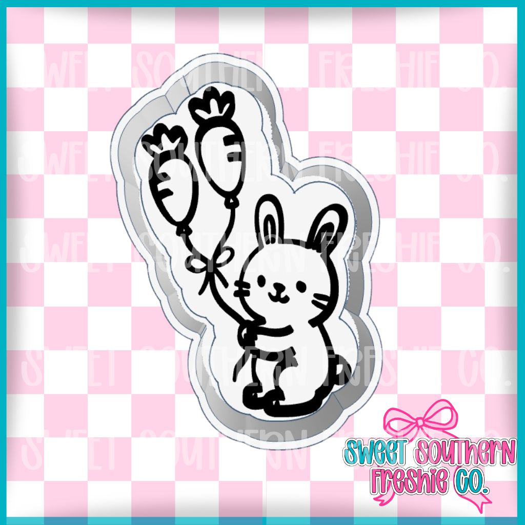 Bunny with Carrot Balloons