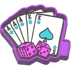 Ace and king cards with dice