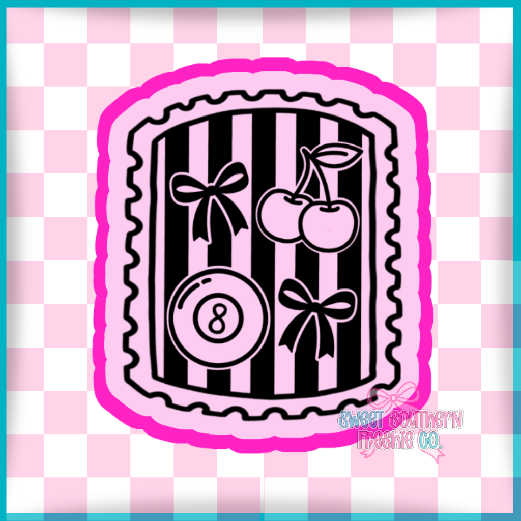 Cherry 8 Ball Bow Striped Stamp
