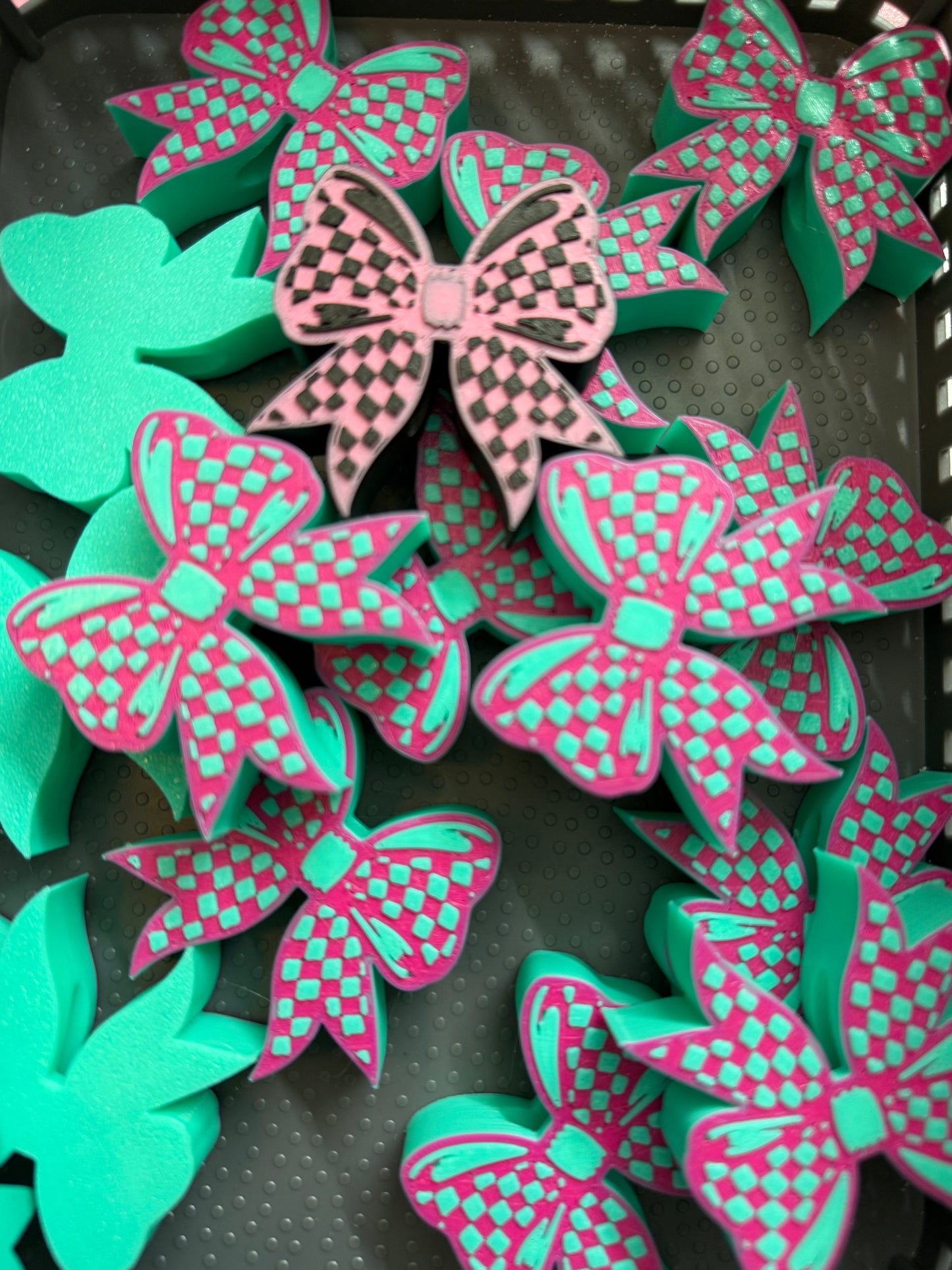 Checkered Bow Staw Toppers