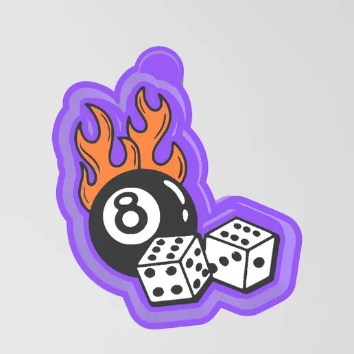 8 ball, dice and flame #194