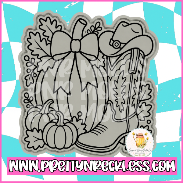 Western Fall pumpkin boots hat