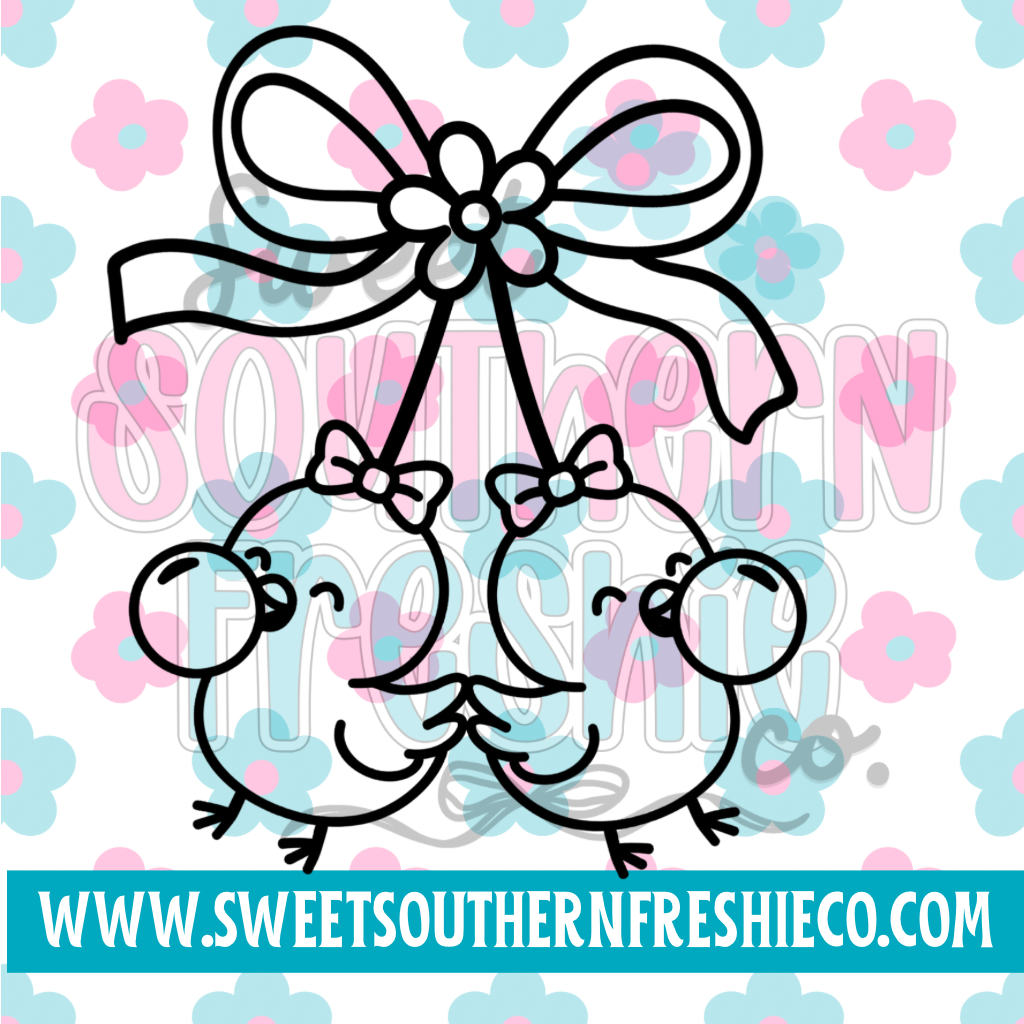 Duck blowing bubble cherries