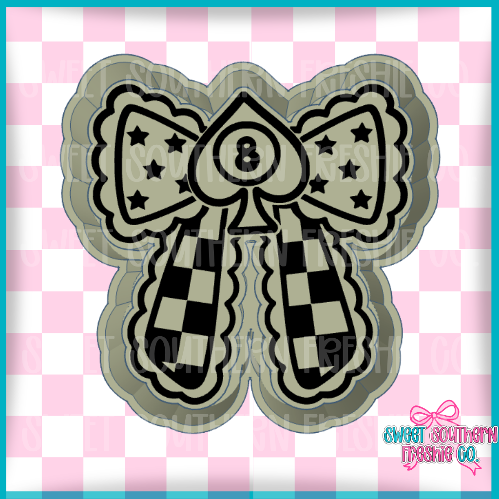 Checkered 8 Ball Spade Bow
