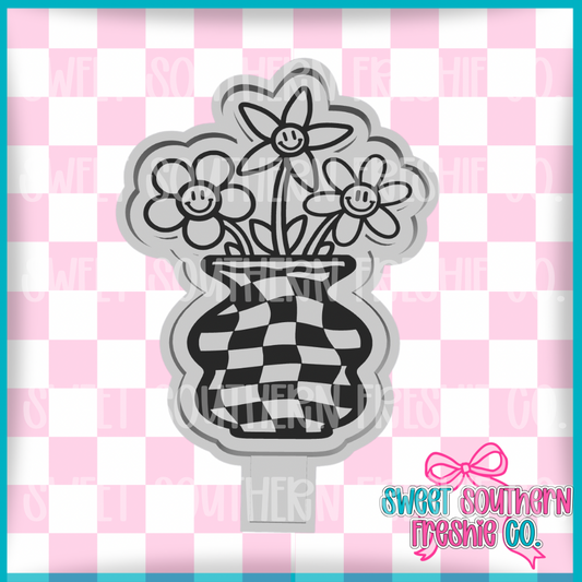 Retro Flowers With Checkered Pot