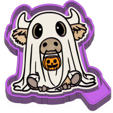 Cow with pumpkin candy basket