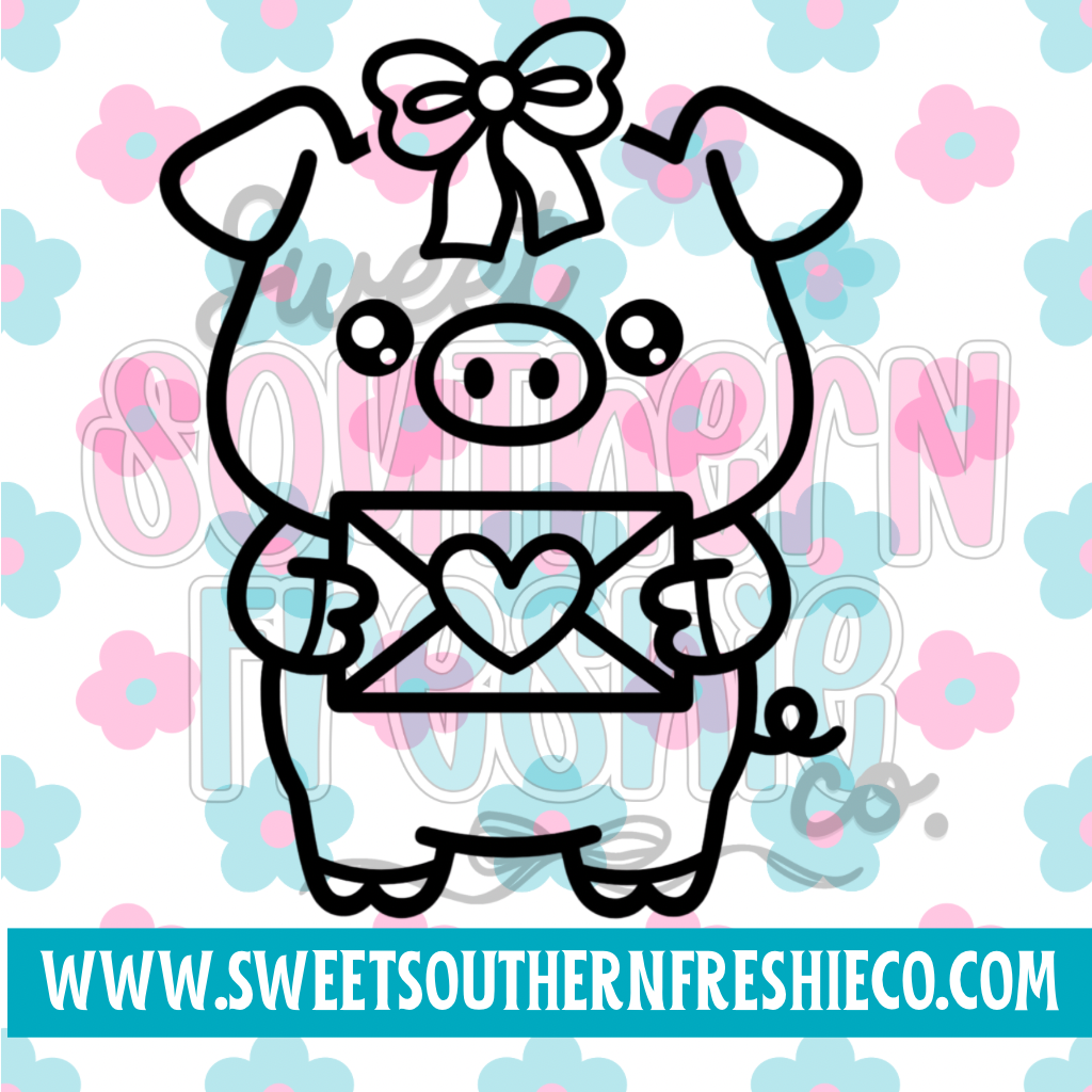 Pig with love letter