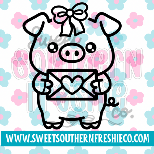Pig with love letter