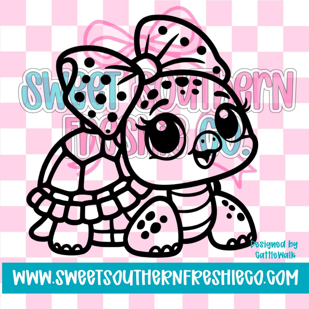 Cute turtle with polka dot bow