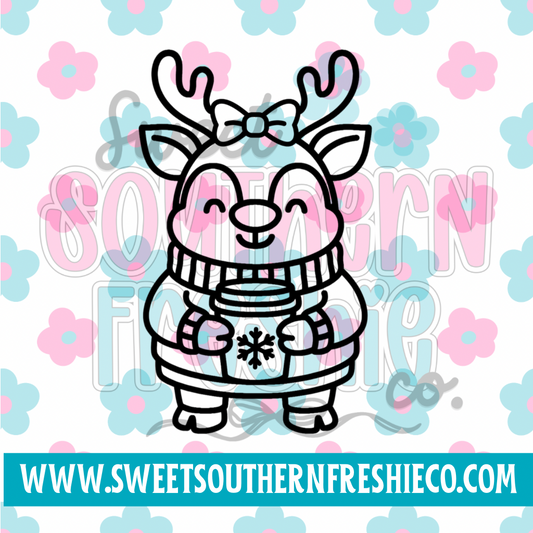 Winter Reindeer with Cup