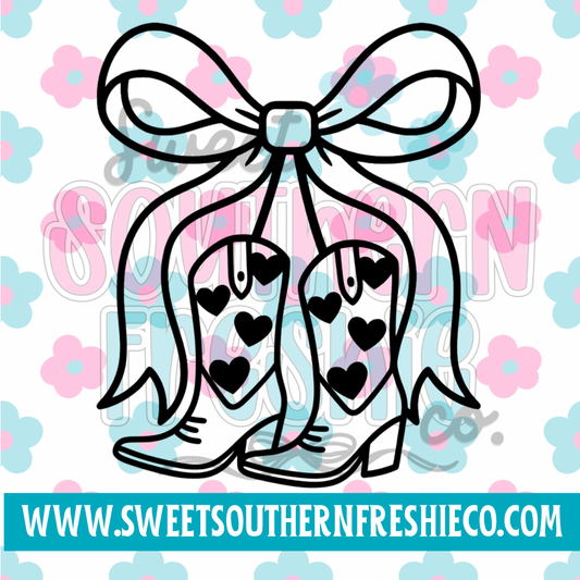 Heart Cowgirl boot cherries with bow