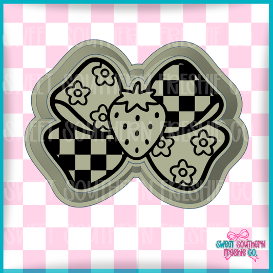 Checkered Strawberry Bow