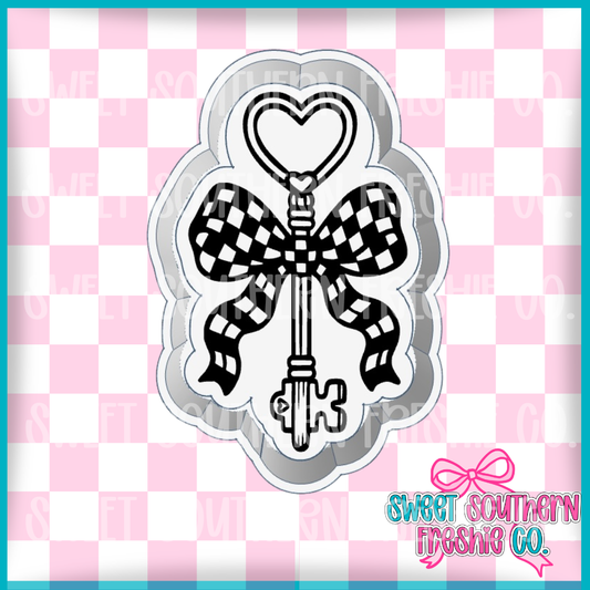 Heart Key With Checkered Bow