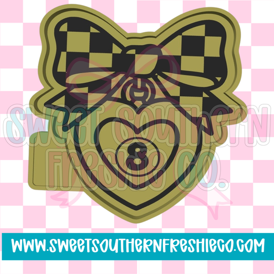 Checkered 8ball locket