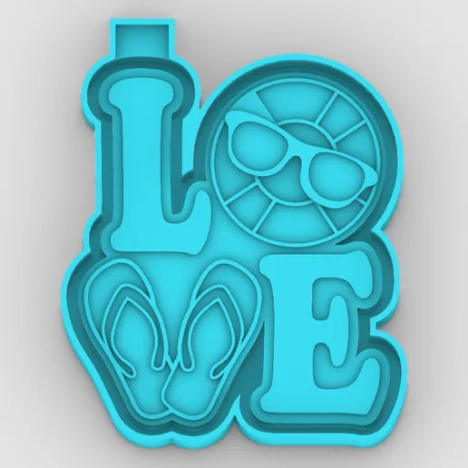 Love with flip flops and beach ball