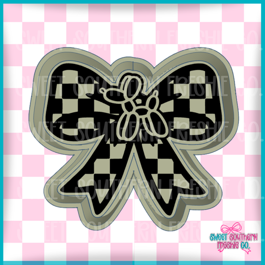 Checkered Balloon Dog Bow