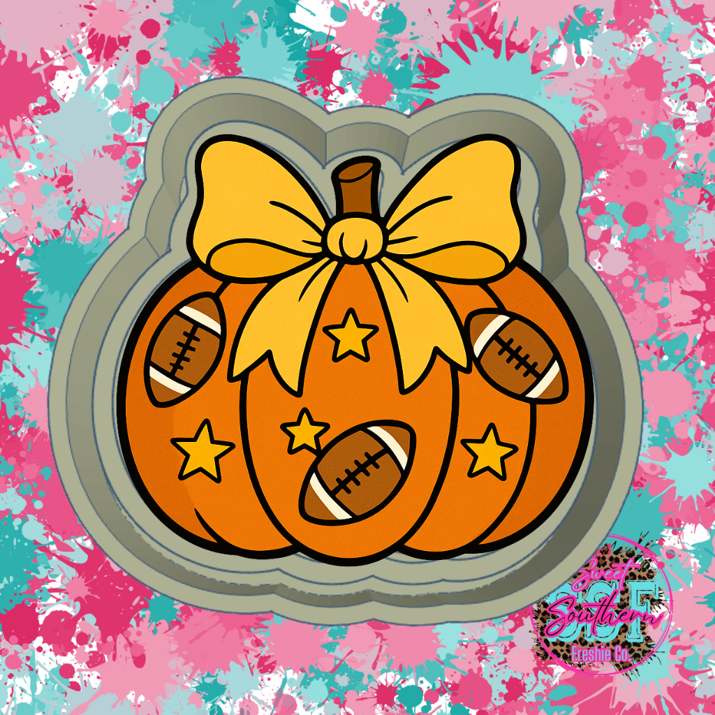 Pumpkin with football and stars