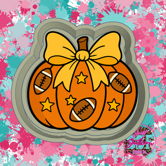 Pumpkin with football and stars