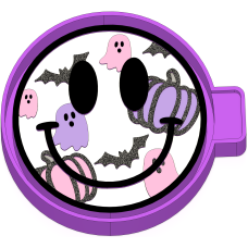 Pumpkin Bat Ghost Smiley