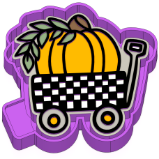 Pumpkin in checkered wagon