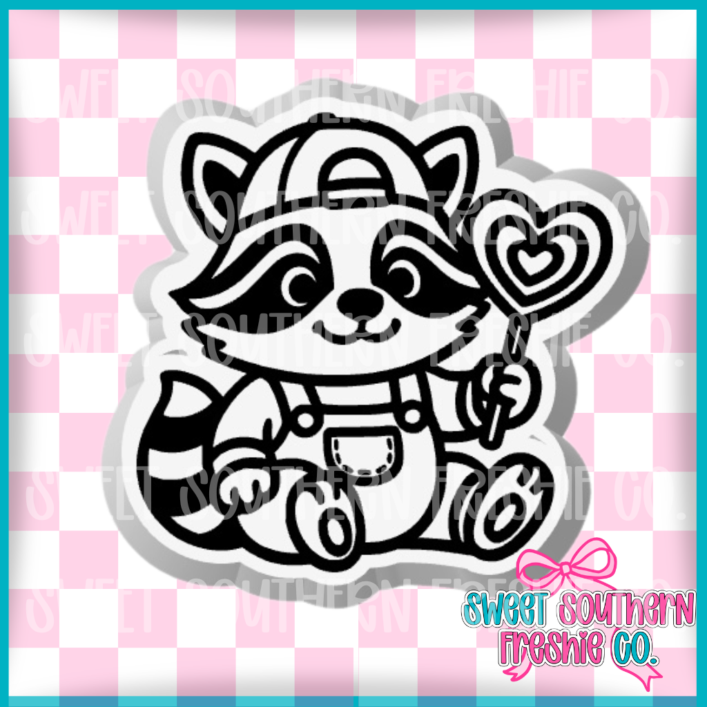 Raccoon With Heart Lollipop