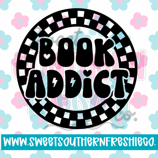 Checkered circle book addict