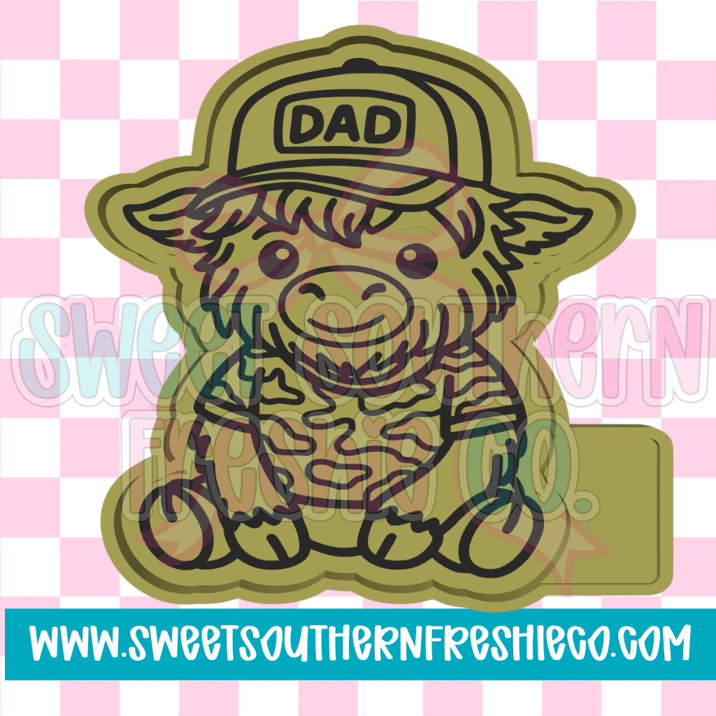 Camo dad highland cow