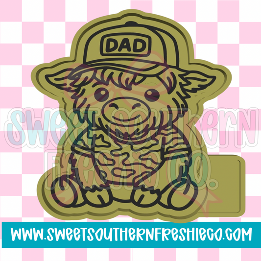 Camo dad highland cow