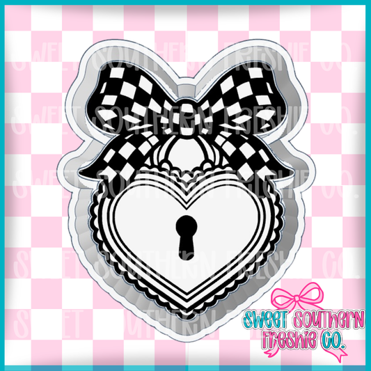 Checkered Heart Key Locket