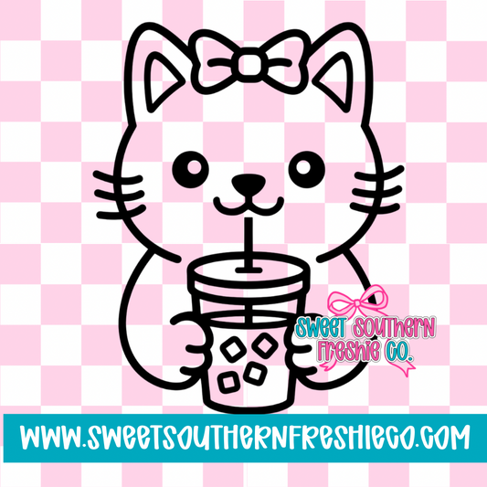 Cat with Iced Coffee